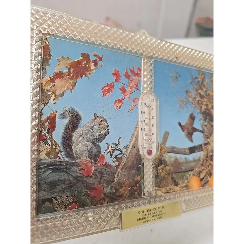 Vintage Advertising Thermometer Promotional Dual Picture Frame Decor w/ Calendar